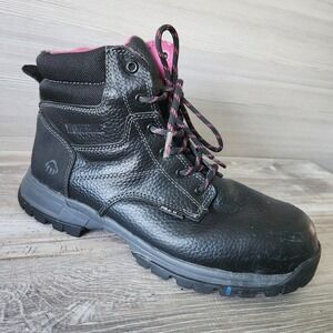 Wolverine Piper Womens Size 10M Leather Composite Toe Waterproof Work Boot Black
